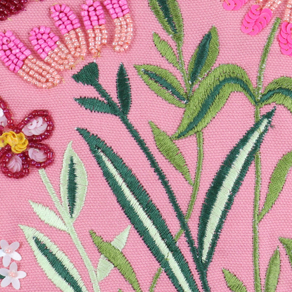 Embroidered Fabric Tasselled Sling Bag for Girls - Pink
