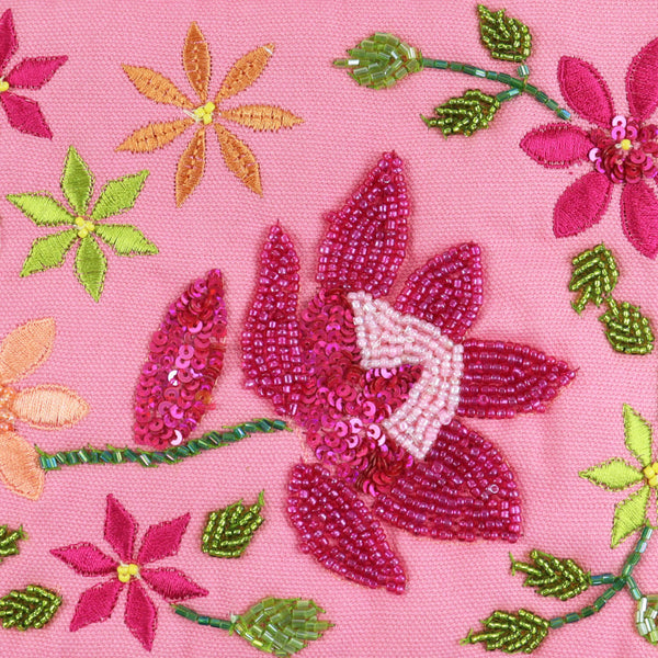 Embroidered Fabric Tasselled Sling Bag for Girls - Pink