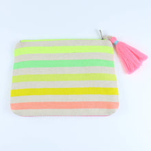 Load image into Gallery viewer, Fabric Tasselled Pouch - Colourful Stripes
