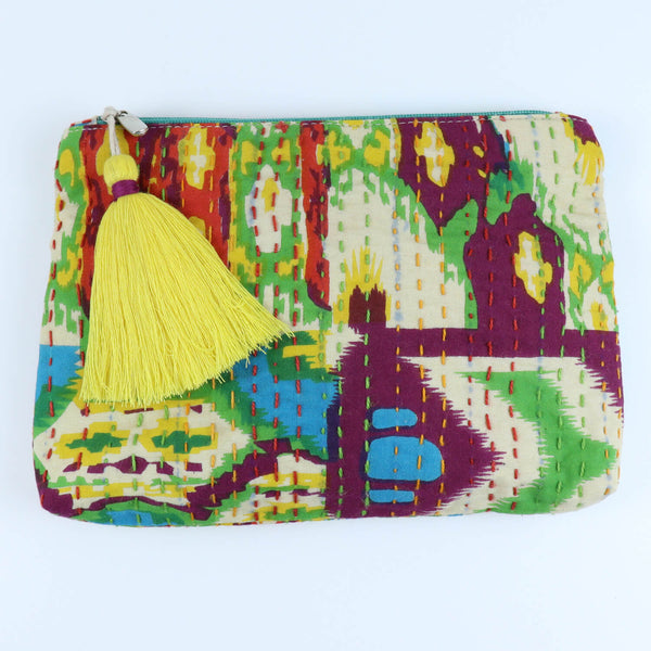 Fabric Tasselled Pouch - Colourful Abstract