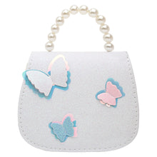 Load image into Gallery viewer, Butterfly Glitter Sling Bag Beaded Handle - White
