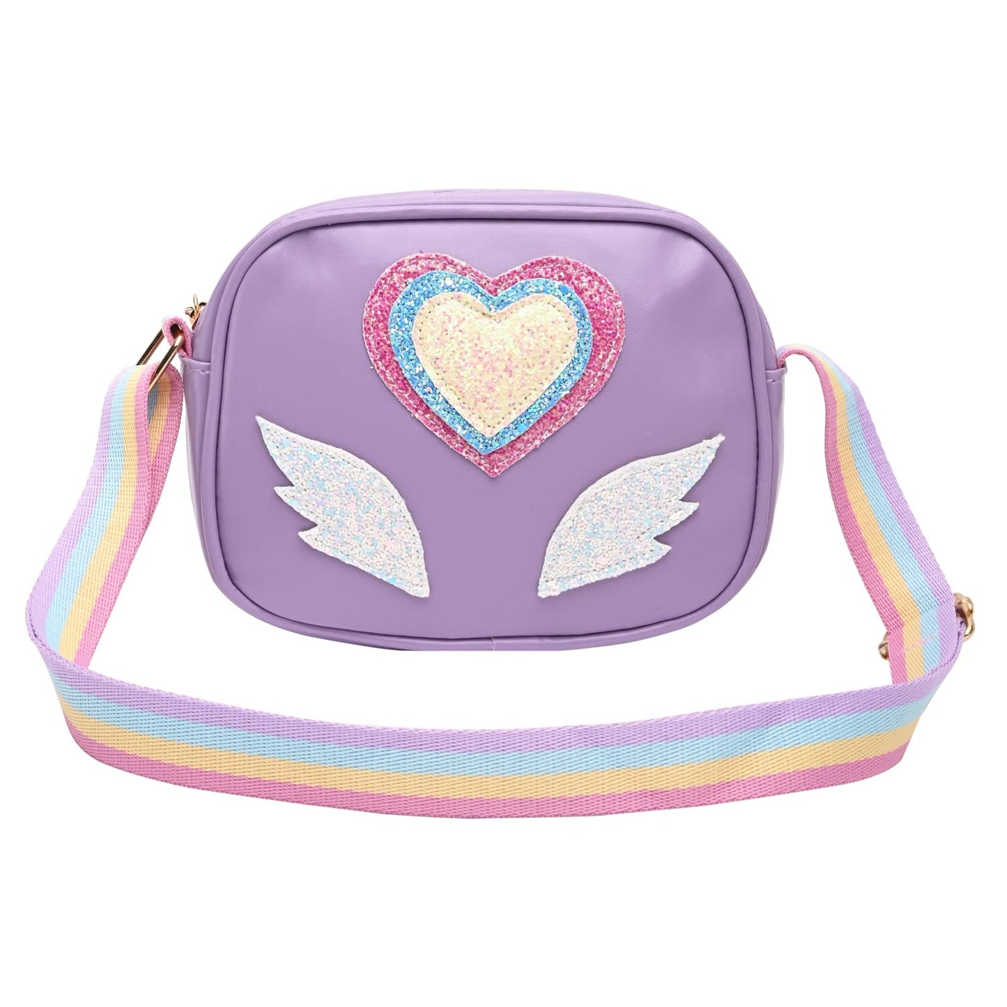 Glitter Heart Sling Bag - Purple