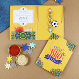 Football Rakhi in Greeting Card with Roli Chawal
