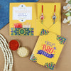 Meenakari Floral Design Set of 2 Rakhis in Greeting Card with Roli Chawal