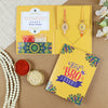 Meena Kundan Stone Set of 2 Rakhis in Greeting Card with Roli Chawal
