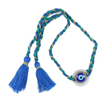 Load image into Gallery viewer, Evil Eye Diamond Stone Braided Tassel Rakhi in Greeting Card with Roli Chawal
