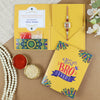 Meena Kundan Stone Rakhi in Greeting Card with Roli Chawal