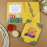 Meenakari Floral Design Rakhi in Greeting Card with Roli Chawal