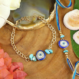 Evil Eye Bracelet & Rakhi Set for Bhaiya Bhabhi [Mother of Pearl]