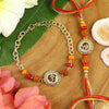 Om Rudraksha Bhaiya Bhabhi Bracelet Rakhi Set