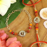 Om Rudraksha Bhaiya Bhabhi Bracelet Rakhi Set