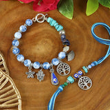 Evil Eye Tree of Life Bracelet & Rakhi Set for Bhaiya Bhabhi [Beaded with Charms]
