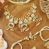 Kundan Moti bracelet and Rakhi laid flat — Bhai Bhabhi Rakhi set