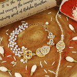 Kundan bracelet and Rakhi laid flat — Bhai Bhabhi Rakhi set