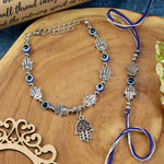 Hamsa Evil Eye bracelet and Rakhi laid flat — Bhai Bhabhi Rakhi set