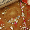 Peacock Kundan bracelet and Rakhi laid flat — Bhai Bhabhi Rakhi set