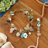 Bohemian Evil Eye bracelet and Rakhi laid flat — Bhai Bhabhi Rakhi set