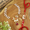 Kundan Mina bracelet and Rakhi laid flat — Bhai Bhabhi Rakhi set