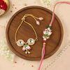 Meenakari Kundan Stone Beaded Bracelet with Rakhi Bhaiya Bhabhi Rakhi Pair