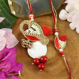 Embroidered Butti Metal Shell Bhaiya Bhabhi Rakhi Pair [EMB25-006]