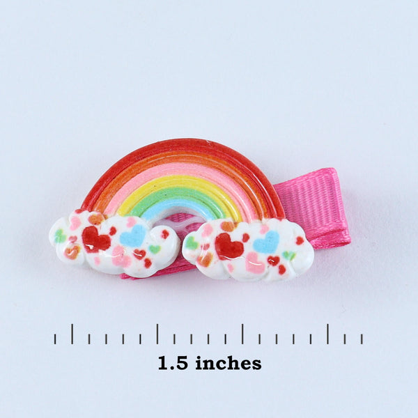 Rainbow Hair Clips - Set of 2 - Red / Pink