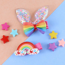 Load image into Gallery viewer, Rainbow Hair Clips - Set of 2 - Red / Pink
