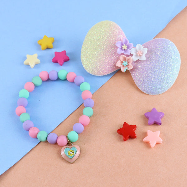Heart Charm Bracelet & Hair Clip Set