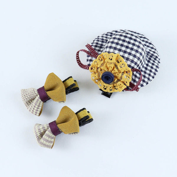 Hat & Bow Hair Clips - Set of 3 - Black