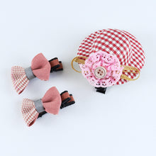 Load image into Gallery viewer, Hat &amp; Bow Hair Clips - Set of 3 - Red
