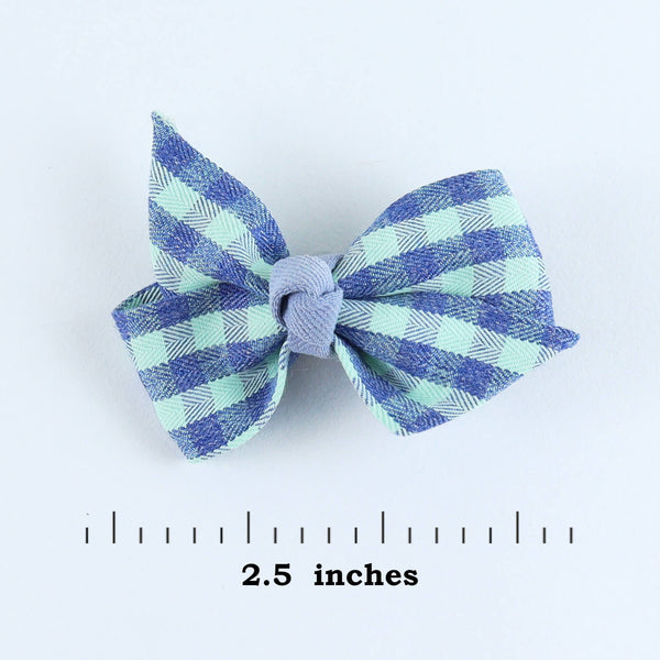 Fabric Bow Hair Clips - Set of 3 - Green Blue Pink
