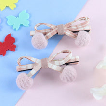 Load image into Gallery viewer, Pom Pom Bow Hair Clips - Set of 2 - Pink
