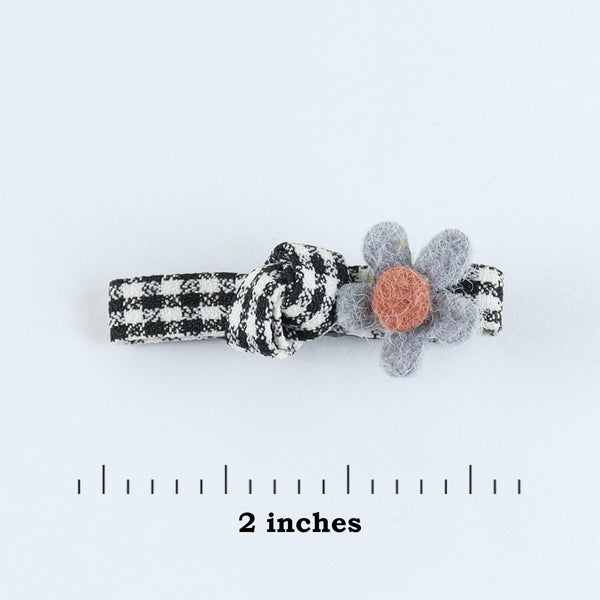 Floral Hair Clips - Set of 4 - Pink Black