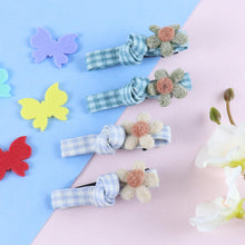 Load image into Gallery viewer, Floral Hair Clips - Set of 4 - Blue
