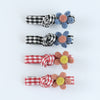 Floral Hair Clips - Set of 4 - Red Black