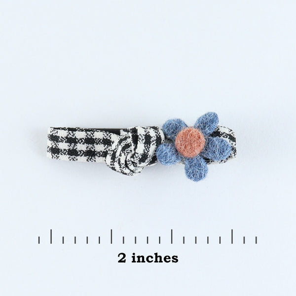 Floral Hair Clips - Set of 4 - Red Black