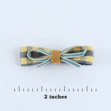 Load image into Gallery viewer, Chequered Fabric Bow Hair Clips - Set of 4 - Green Yellow
