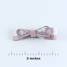 Load image into Gallery viewer, Chequered Fabric Bow Hair Clips - Set of 4 - Blue Pink
