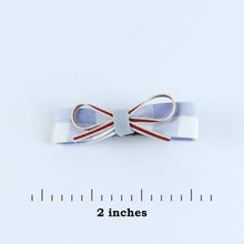 Load image into Gallery viewer, Chequered Fabric Bow Hair Clips - Set of 4 - Blue
