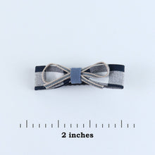 Load image into Gallery viewer, Chequered Fabric Bow Hair Clips - Set of 4 - Black Blue
