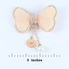 Bow Hair Clip with Hanging Charms - Peach