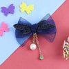 Bow Hair Clip with Hanging Charms - Blue