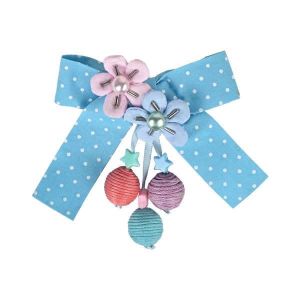 Floral Polka Dot Hair Clip - Blue
