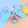 Floral Polka Dot Hair Clip - Blue