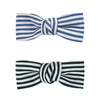 Striped Bow Hair Clips [Set of 4] Blue & Green