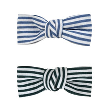 Load image into Gallery viewer, Striped Bow Hair Clips [Set of 4] Blue &amp; Green
