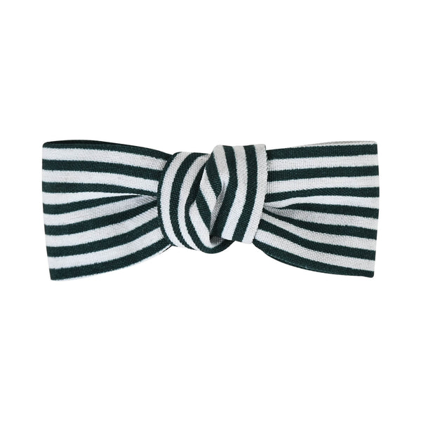 Striped Bow Hair Clips [Set of 4] Blue & Green