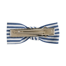 Load image into Gallery viewer, Striped Bow Hair Clips [Set of 4] Blue &amp; Green
