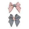 Bow Hair Clips [Set of 4] Pink & Grey