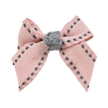 Load image into Gallery viewer, Bow Hair Clips [Set of 4] Pink &amp; Grey
