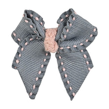Load image into Gallery viewer, Bow Hair Clips [Set of 4] Pink &amp; Grey
